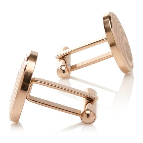 Rose Gold Line Stainless Steel Cufflinks - Picture 4 of 5