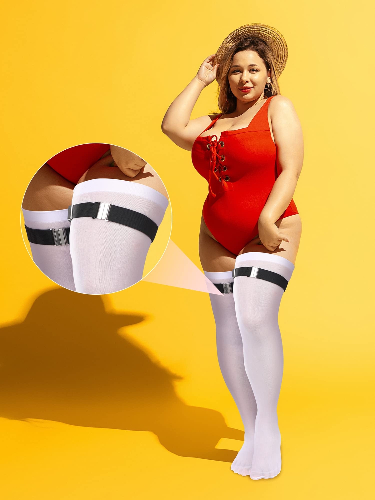 2 Pairs Plus Size Thigh Adjustable High Elastic Garter Belt Leather Women's G… - Terre di Toscana