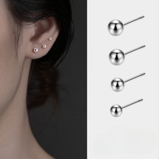 1Pairs S925 Pure Silver Ear Studs for Men and Women Ear Needles Ear Bone Studs