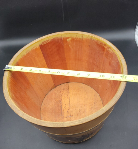 Vintage Handpainted Barrel Wooden Handmade Bucket Container - Picture 3 of 10
