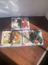 TY Beanie Baby Dinosaur Trio In Box Steg, Bronty, Rex McDonalds 1995
