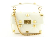 Valentino White Roman Stud Gold Chain Crossbody 1val0407c