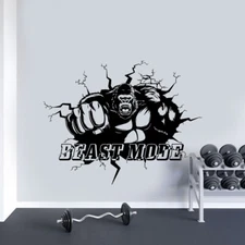 Beast Mode Gorilla Wall Decal 28x22" Vinyl Sticker Home Gym Fitness Decor 1289