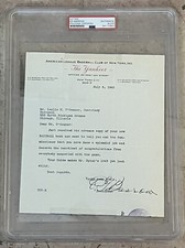 Rare! Ed Barrow Signed Letter *Yankees Letterhead* PSA Giant Slabbed HOF