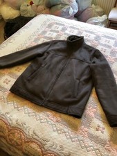 Unisex ‘easy Premium’ Brown Faux Suedefur Lined Bomber Jacket Coat L Mint