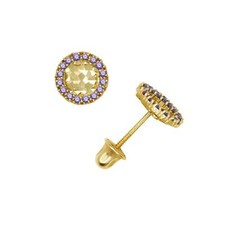 14k Yellow or White Gold Halo Round CZ Stud Earrings