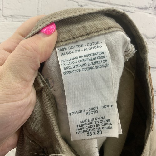 Levi Signature Straight Pants Mens Sz 33 x 30 Beige Khaki - Picture 3 of 11