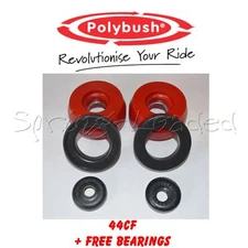 Polybush Front Strut Top Mounts -10mm +FREE BEARINGS for VW GOLF MK4 1J 1997-06