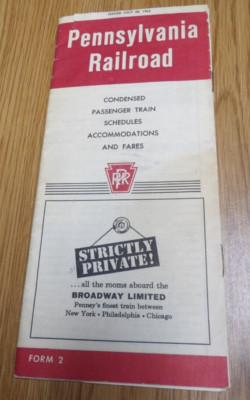 Vintage 1963 Pennsylvania Railroad PRR Personenzug Fahrplan & Fahrpreise