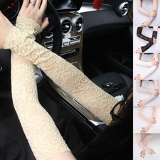 Elegant Lace Floral Gloves UV Sun Protection Fingerless Long Mitten Half Sleeve
