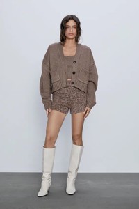 zara knit cardigan with patch pockets