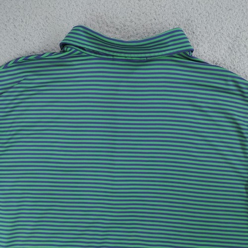 RLX Ralph Lauren Polo Shirt Mens XL Green Blue Striped Performance Stretch READ - Picture 4 of 24
