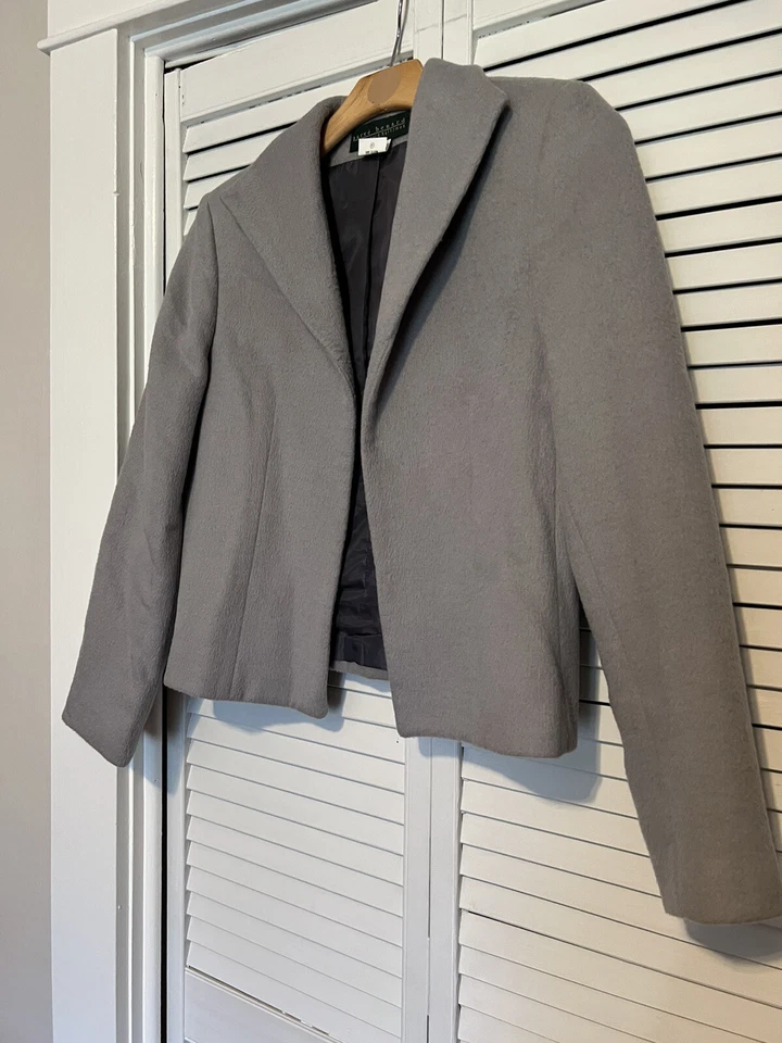 Chaqueta Blazer HARVE BENARD Mujer Talla 10 Mezcla Lana Gris Frente Abierto Clásica Foto 4 de 4