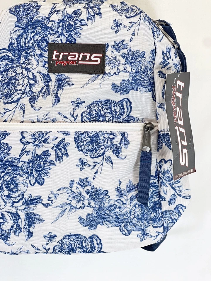 Mini Mochila Trans by JanSport Estampado Prado Blanco Azul Marino Floral Rosas NUEVA Foto 3 de 4