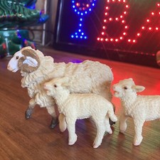 Vintage Christmas Nativity- Cr&egrave;che Figures CE Ram and baby sheep set of three