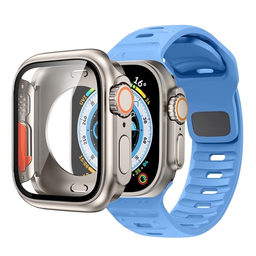 Cinturón de cinta de silicona + actualización a Ultra Case para Apple Watch Series 8 7 44 mm 45 mm - Imagen 22 de 43
