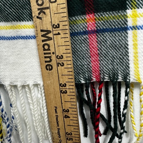 Talbots Tartan Plaid Scarf Shawl Fringe Wrap 65” Long NWT Red Blue Yellow Green - Picture 13 of 13