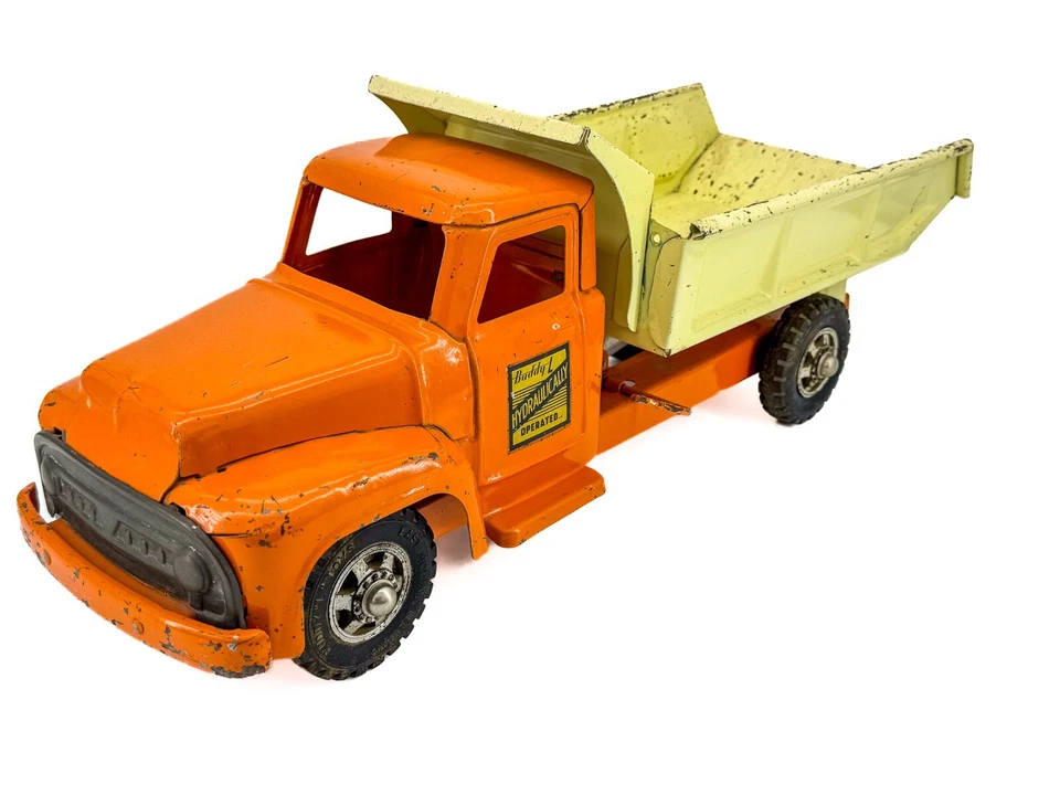 BIG Buddy L 液压转储压钢卡车 Man Cave Tonka 工作 - 视频! — 第 3/4 张图片