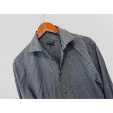 John Varvatos Dress Shirt Button-up Blue Grey Small Tartan Size 15.5 Slim