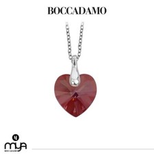 Collana Mya Boccadamo in Acciaio con Ciondolo Cuore Cristallo Rosso AG/GR25