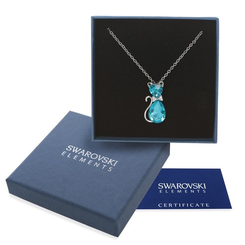 Collana argento Swarovski Element originale G4Lov cristallo gatto micio felino - Foto 6 di 12