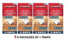 4 x 4 CATCHMASTER SPIDER AND INSECT GLUE TRAPS, Total 16 Traps