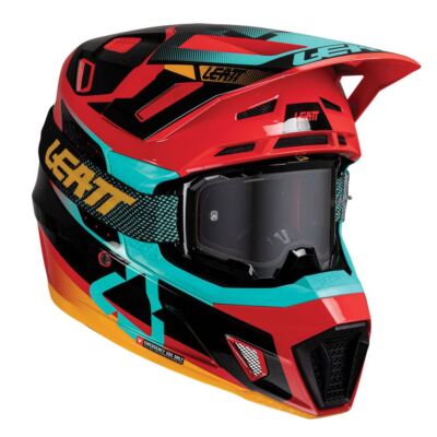 Leatt 2025 Motocross Helm V25 7.5 rot mit 4.5 Brille MX Off Road Enduro Quad