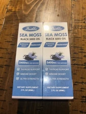 Bunkka Sea Moss Black Seed Oil Dietary Thyroid Support Sealed 2 fl oz Two Pack 