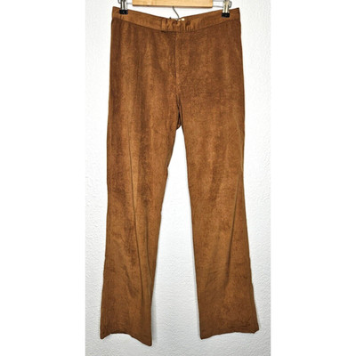 Vintage Spooner Prague Womens Faux Suede Pants 6 Camel Straight Leg Flat Front