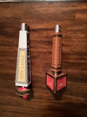 Set of 2 beer tap handles mothers brewery Izzy lager sam adams octoberfest