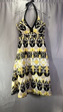Harold's Halter Maxi Dress Women 4 Multicolor Linen Geometric Print Bohemian Y2k