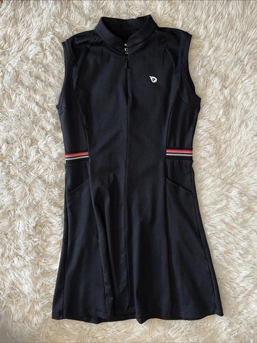 Baleaf Women's Black Poly Spandex Sleeveless Tennis Golf Dress Small Ribbed