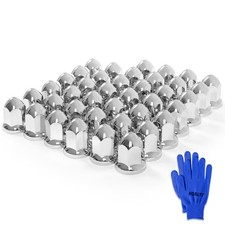 HQALTY 40Pcs Lug Nut Covers 33mm Bullet Flanged ABS Chrome Plastic Anti-Rust