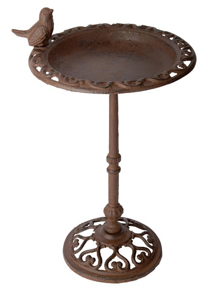 VogelträNke Vogelbad Vogelbecken Wasserschale Braun Gusseisen 22X38 Garten Deko-image
