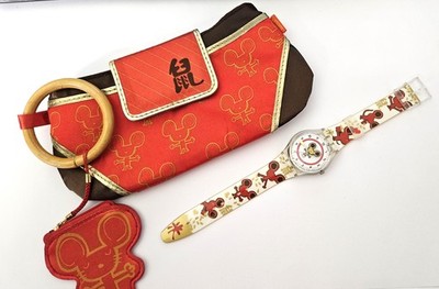 Swatch Special 2008 - GE201 - Cute Rats + Handtasche - NEU - Chinese new year 08