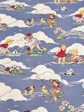 Vintage Michael Miller WATER PLAY-1 Cotton Fabric 2+YDS x44” Blue Patt # C-224