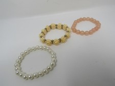 Designer Stretch Beaded Bracelet Set of 3 White/Peach/Pink Female Adult