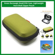 Green Rectangle Small EVA Case, Lightweight Hard Shell Zipper Pouch