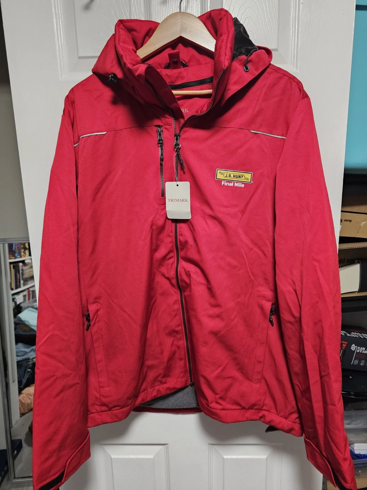 Trimark Mens Red Coat JB Hunt Logo Size XL Fleece Lined image 1