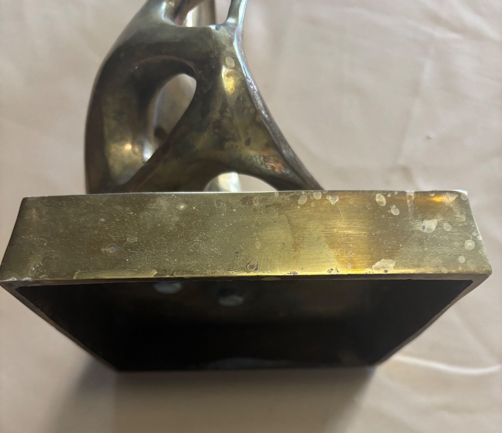 Mid Century Modern Abstract Solid Brass Couple Sculpture Art Figurine