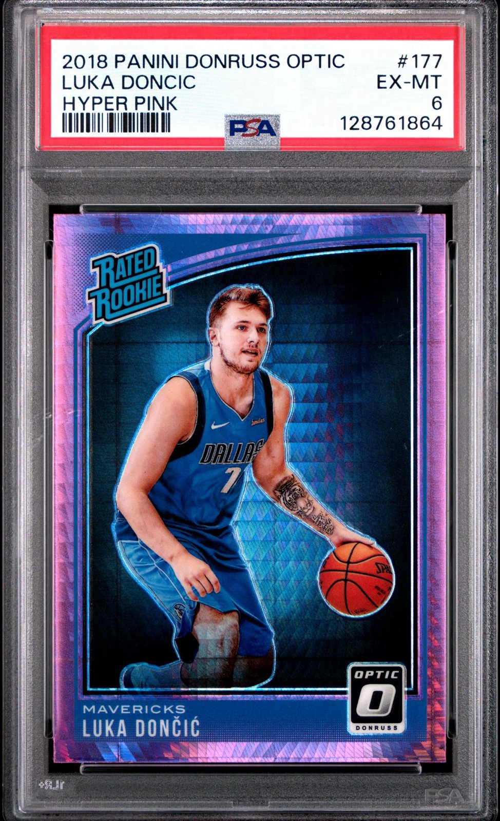 2018-19 Panini Donruss Optic Rated Rookie Luka Doncic 177 Pink Hyper Prizm PSA 6