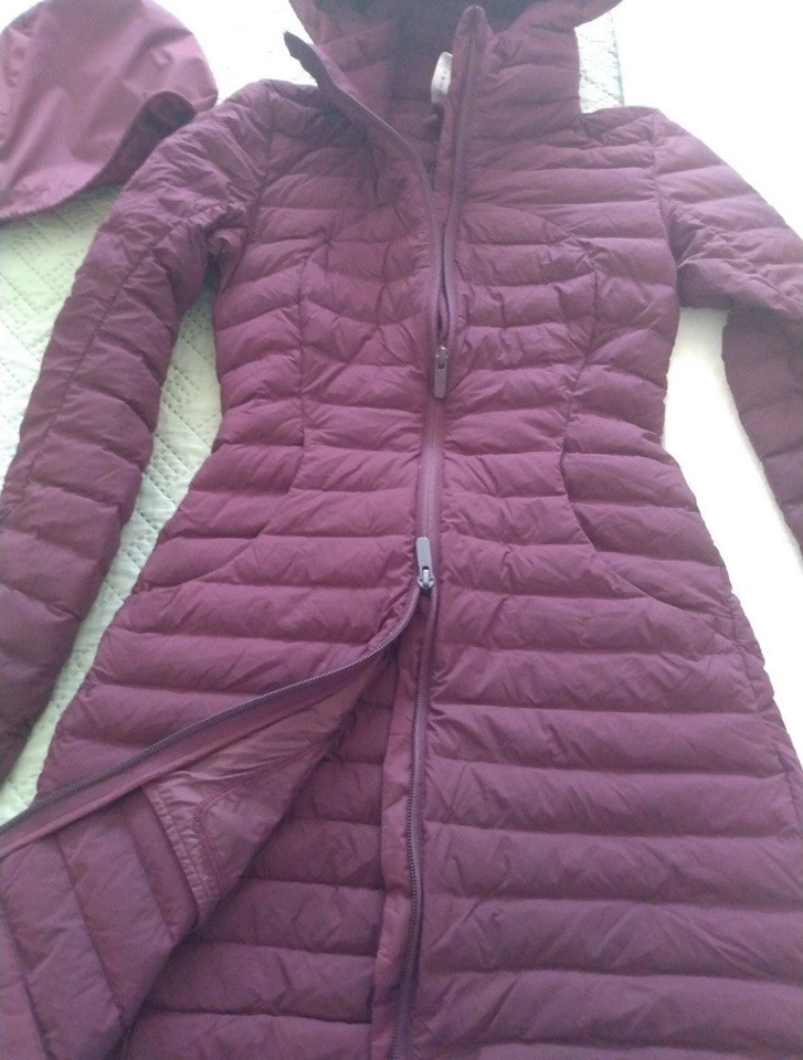 Chaqueta Larga Lululemon Pack It Down Para Mujer Talla 0 XS Rojo Granate Embalable Foto 3 de 4