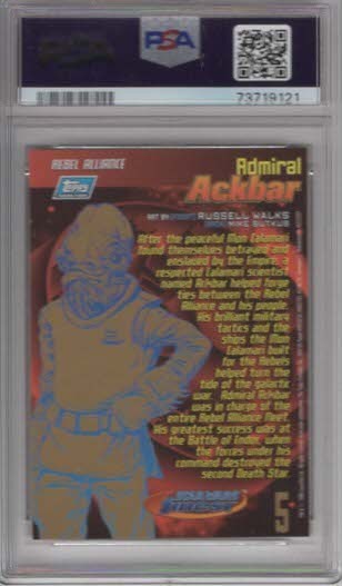 1996 Star Wars Finest Admiral Ackbar Refractor #5 PSA 9 view 2