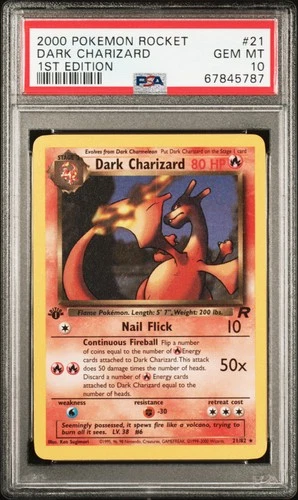 2000 POKEMON ROCKET 1ST EDITION #21 DARK CHARIZARD PSA 10