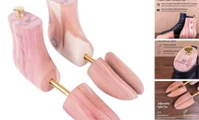  Men's Cedar Boot Tree Pair, Adjustable Split Toe Shoe Shaper, Deodorizer & 