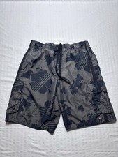 Hang Ten Men's Swim Trunks Swimwear Board Shorts Size Medium Gray Floral