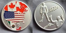 World Cup 2026 Silver Coin Lionel Messi C Ronaldo Signed Unusual Soccer Flag USA