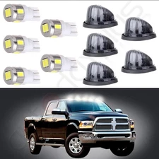 5x Cab Marker Round Light Smoke Lens+Base housing+ T10 Xenon White LED For Chevy