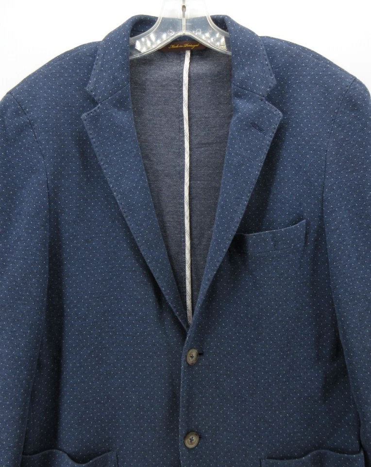 Abrigo deportivo Robert Talbott para hombre Blazer azul medio chaqueta sin estructura lunares Foto 2 de 4