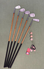 Kro Flite Sweet Spot hickory golf iron set with 3 Kro Flite golf balls